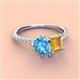 4 - Zahara 9x6 mm Pear Blue Topaz and 7x5 mm Emerald Cut Citrine 2 Stone Duo Ring 