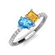 5 - Zahara 9x6 mm Pear Blue Topaz and 7x5 mm Emerald Cut Citrine 2 Stone Duo Ring 