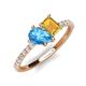 5 - Zahara 9x6 mm Pear Blue Topaz and 7x5 mm Emerald Cut Citrine 2 Stone Duo Ring 
