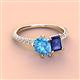 4 - Zahara 9x6 mm Pear Blue Topaz and 7x5 mm Emerald Cut Iolite 2 Stone Duo Ring 
