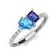 5 - Zahara 9x6 mm Pear Blue Topaz and 7x5 mm Emerald Cut Iolite 2 Stone Duo Ring 