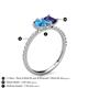6 - Zahara 9x6 mm Pear Blue Topaz and 7x5 mm Emerald Cut Iolite 2 Stone Duo Ring 