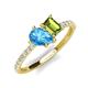 5 - Zahara 9x6 mm Pear Blue Topaz and 7x5 mm Emerald Cut Peridot 2 Stone Duo Ring 