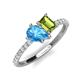 5 - Zahara 9x6 mm Pear Blue Topaz and 7x5 mm Emerald Cut Peridot 2 Stone Duo Ring 