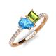 5 - Zahara 9x6 mm Pear Blue Topaz and 7x5 mm Emerald Cut Peridot 2 Stone Duo Ring 