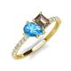 5 - Zahara 9x6 mm Pear Blue Topaz and 7x5 mm Emerald Cut Smoky Quartz 2 Stone Duo Ring 