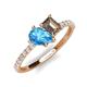 5 - Zahara 9x6 mm Pear Blue Topaz and 7x5 mm Emerald Cut Smoky Quartz 2 Stone Duo Ring 