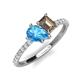 5 - Zahara 9x6 mm Pear Blue Topaz and 7x5 mm Emerald Cut Smoky Quartz 2 Stone Duo Ring 