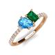 5 - Zahara 9x6 mm Pear Blue Topaz and 7x5 mm Emerald Cut Lab Created Emerald 2 Stone Duo Ring 