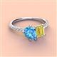 4 - Zahara 9x6 mm Pear Blue Topaz and 7x5 mm Emerald Cut Lab Created Yellow Sapphire 2 Stone Duo Ring 