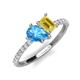 5 - Zahara 9x6 mm Pear Blue Topaz and 7x5 mm Emerald Cut Lab Created Yellow Sapphire 2 Stone Duo Ring 