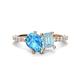 1 - Zahara 9x6 mm Pear Blue Topaz and 7x5 mm Emerald Cut Aquamarine 2 Stone Duo Ring 