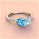 4 - Zahara 9x6 mm Pear Blue Topaz and 7x5 mm Emerald Cut Aquamarine 2 Stone Duo Ring 