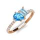 5 - Zahara 9x6 mm Pear Blue Topaz and 7x5 mm Emerald Cut Aquamarine 2 Stone Duo Ring 