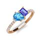 5 - Zahara 9x6 mm Pear Blue Topaz and 7x5 mm Emerald Cut Tanzanite 2 Stone Duo Ring 