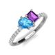 5 - Zahara 9x6 mm Pear Blue Topaz and 7x5 mm Emerald Cut Amethyst 2 Stone Duo Ring 