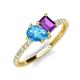 5 - Zahara 9x6 mm Pear Blue Topaz and 7x5 mm Emerald Cut Amethyst 2 Stone Duo Ring 