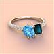 4 - Zahara 9x6 mm Pear Blue Topaz and 7x5 mm Emerald Cut London Blue Topaz 2 Stone Duo Ring 