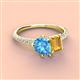 4 - Zahara 9x6 mm Pear Blue Topaz and 7x5 mm Emerald Cut Citrine 2 Stone Duo Ring 