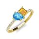 5 - Zahara 9x6 mm Pear Blue Topaz and 7x5 mm Emerald Cut Citrine 2 Stone Duo Ring 