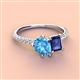 4 - Zahara 9x6 mm Pear Blue Topaz and 7x5 mm Emerald Cut Iolite 2 Stone Duo Ring 