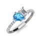 5 - Zahara 9x6 mm Pear Blue Topaz and 7x5 mm Emerald Cut White Sapphire 2 Stone Duo Ring 