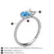 6 - Zahara 9x6 mm Pear Blue Topaz and 7x5 mm Emerald Cut White Sapphire 2 Stone Duo Ring 
