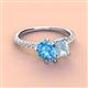 4 - Zahara 9x6 mm Pear Blue Topaz and 7x5 mm Emerald Cut Aquamarine 2 Stone Duo Ring 