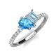 5 - Zahara 9x6 mm Pear Blue Topaz and 7x5 mm Emerald Cut Aquamarine 2 Stone Duo Ring 