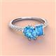 4 - Zahara 9x6 mm Pear and Emerald Cut Blue Topaz 2 Stone Duo Ring 