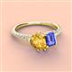 4 - Zahara 9x6 mm Pear Citrine and 7x5 mm Emerald Cut Tanzanite 2 Stone Duo Ring 