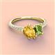4 - Zahara 9x6 mm Pear Citrine and 7x5 mm Emerald Cut Peridot 2 Stone Duo Ring 