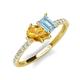 5 - Zahara 9x6 mm Pear Citrine and 7x5 mm Emerald Cut Aquamarine 2 Stone Duo Ring 