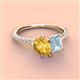4 - Zahara 9x6 mm Pear Citrine and 7x5 mm Emerald Cut Aquamarine 2 Stone Duo Ring 