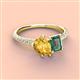 4 - Zahara 9x6 mm Pear Citrine and 7x5 mm Emerald Cut Lab Created Alexandrite 2 Stone Duo Ring 