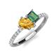 5 - Zahara 9x6 mm Pear Citrine and 7x5 mm Emerald Cut Lab Created Alexandrite 2 Stone Duo Ring 