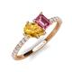 5 - Zahara 9x6 mm Pear Citrine and 7x5 mm Emerald Cut Pink Tourmaline 2 Stone Duo Ring 