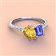 4 - Zahara 9x6 mm Pear Citrine and 7x5 mm Emerald Cut Tanzanite 2 Stone Duo Ring 
