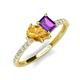 5 - Zahara 9x6 mm Pear Citrine and 7x5 mm Emerald Cut Amethyst 2 Stone Duo Ring 