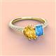 4 - Zahara 9x6 mm Pear Citrine and 7x5 mm Emerald Cut Blue Topaz 2 Stone Duo Ring 