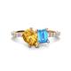 1 - Zahara 9x6 mm Pear Citrine and 7x5 mm Emerald Cut Blue Topaz 2 Stone Duo Ring 