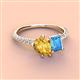 4 - Zahara 9x6 mm Pear Citrine and 7x5 mm Emerald Cut Blue Topaz 2 Stone Duo Ring 