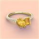 4 - Zahara 9x6 mm Pear and 7x5 mm Emerald Cut Citrine 2 Stone Duo Ring 