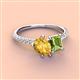 4 - Zahara 9x6 mm Pear Citrine and 7x5 mm Emerald Cut Peridot 2 Stone Duo Ring 