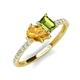 5 - Zahara 9x6 mm Pear Citrine and 7x5 mm Emerald Cut Peridot 2 Stone Duo Ring 