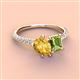 4 - Zahara 9x6 mm Pear Citrine and 7x5 mm Emerald Cut Peridot 2 Stone Duo Ring 