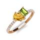 5 - Zahara 9x6 mm Pear Citrine and 7x5 mm Emerald Cut Peridot 2 Stone Duo Ring 