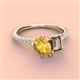 4 - Zahara 9x6 mm Pear Citrine and 7x5 mm Emerald Cut Smoky Quartz 2 Stone Duo Ring 