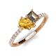 5 - Zahara 9x6 mm Pear Citrine and 7x5 mm Emerald Cut Smoky Quartz 2 Stone Duo Ring 