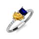 5 - Zahara 9x6 mm Pear Citrine and 7x5 mm Emerald Cut Lab Created Blue Sapphire 2 Stone Duo Ring 